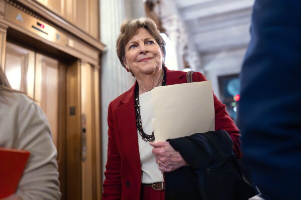 Sen. Jeanne Shaheen, D-N.H., arrives at the chamber of the Capitol in Washington, Nov. 10, 2025. (AP Photo/J. Scott Applewhite, File)